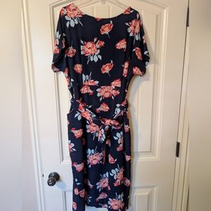 DownEast Floral Navy Dress Size M